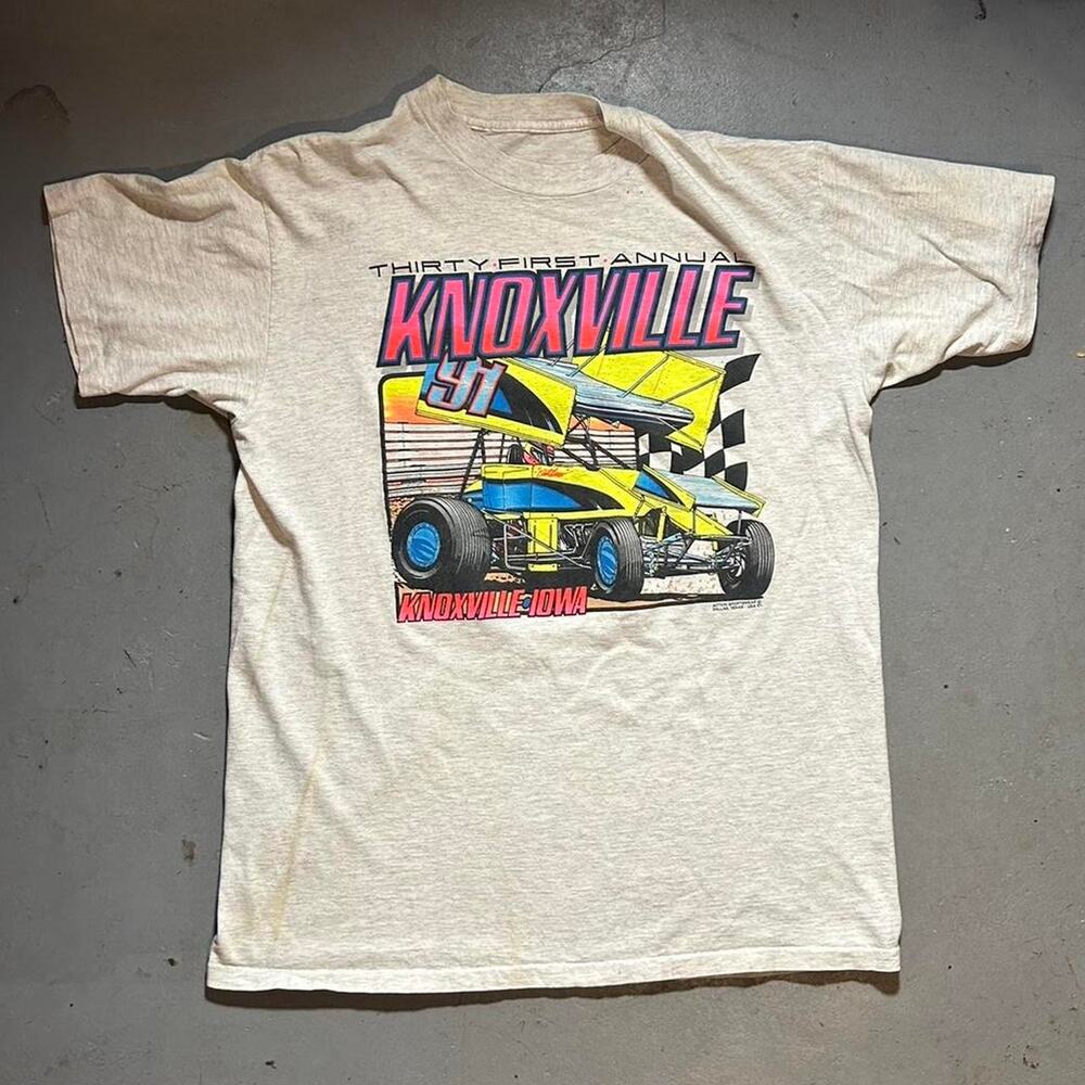 90s grey slot car nascar tee shirt